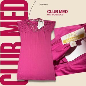 Club Med Ligne Non 88 Dress #23 Hot Pink Laser-Cut Floral Design S